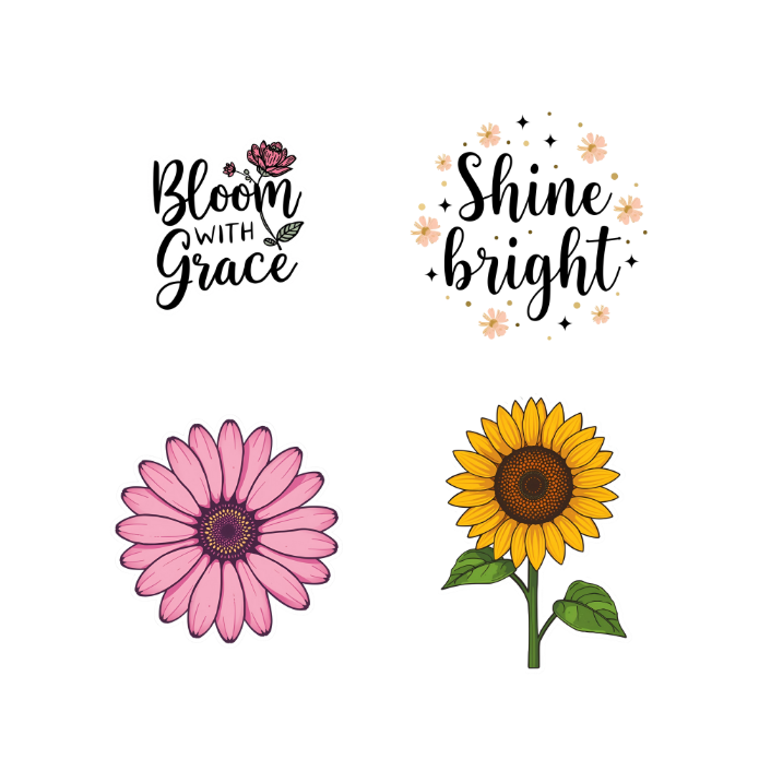 Positive & Flowers Digitale Stickers – 24 Motiverende Bloemenstickers