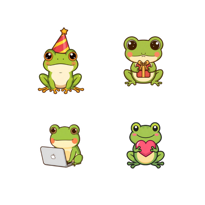 Kikkerstickers – 24 Kawaii Frog Stickers