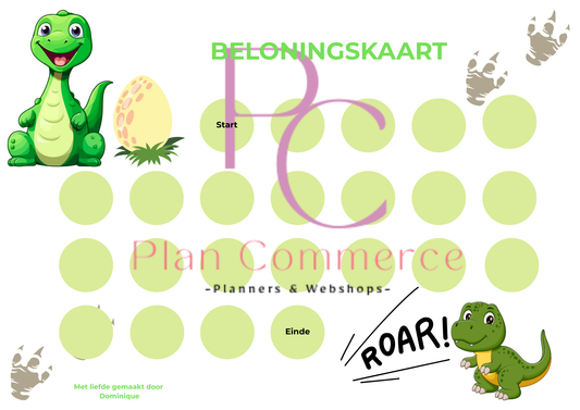 Beloningskaart Kinderen – Dino - Printable PDF - (Direct Download)