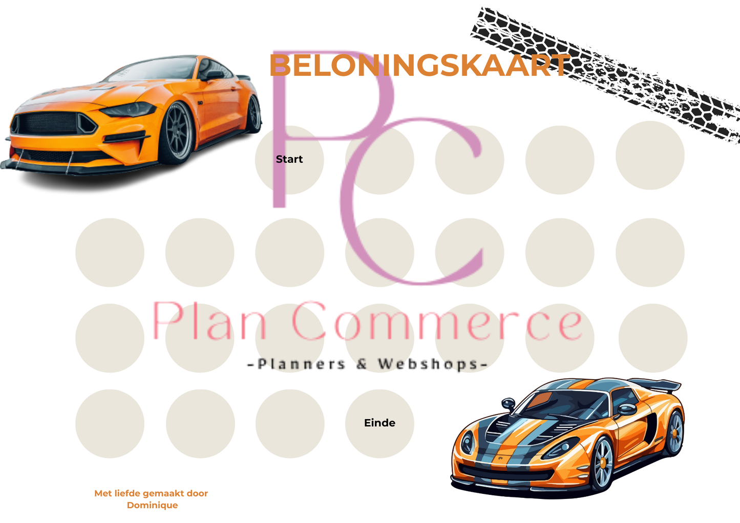 Beloningskaart Kinderen – Sportwagen - Printable PDF - (Direct Download)
