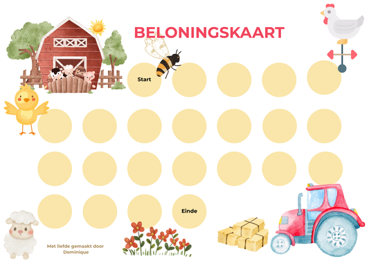 Beloningskaart Kinderen – Boerderij - Printable PDF - (Direct Download)