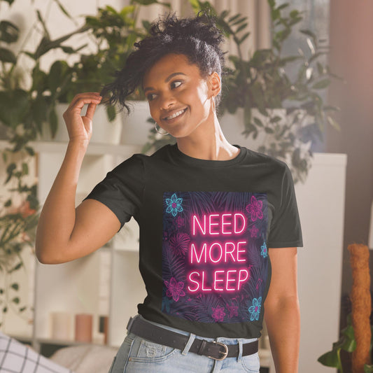 Need More Sleep T-Shirt, Neon Sign Graphic Tee, Unisex Softstyle Shirt, Vaporwave Aesthetic, Funny Sleepy Gift, S3XL