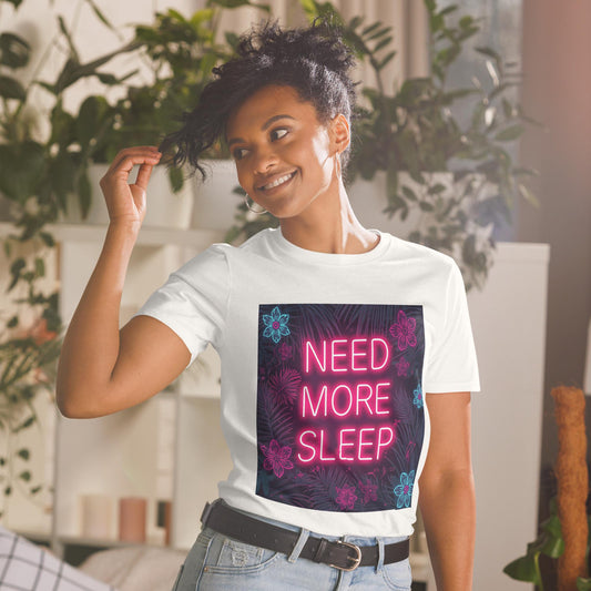 Need More Sleep T-Shirt, Neon Sign Graphic Tee, Unisex Softstyle Shirt, Vaporwave Aesthetic, Funny Sleepy Gift, S3XL