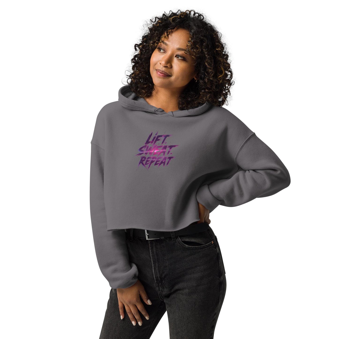 Lift Sweat Repeat Cropped Hoodie  Womens Gym Hoodie  Motivational Workout Crop Top  Fitness Streetwear  Athleisure Gift