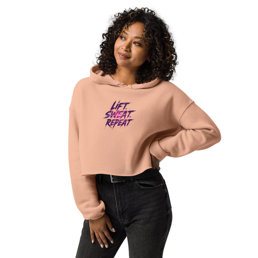 Lift Sweat Repeat Cropped Hoodie  Womens Gym Hoodie  Motivational Workout Crop Top  Fitness Streetwear  Athleisure Gift