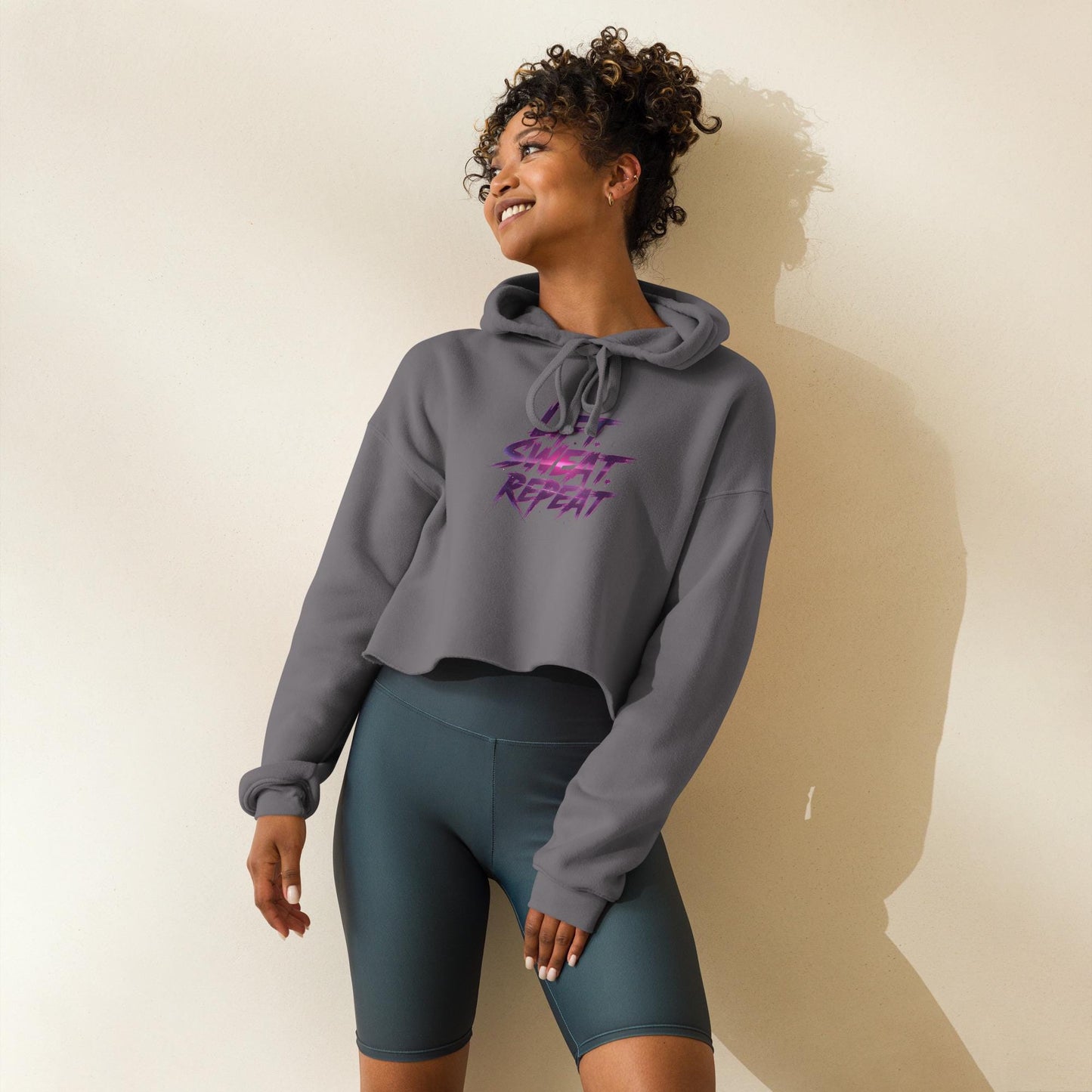 Lift Sweat Repeat Cropped Hoodie  Womens Gym Hoodie  Motivational Workout Crop Top  Fitness Streetwear  Athleisure Gift