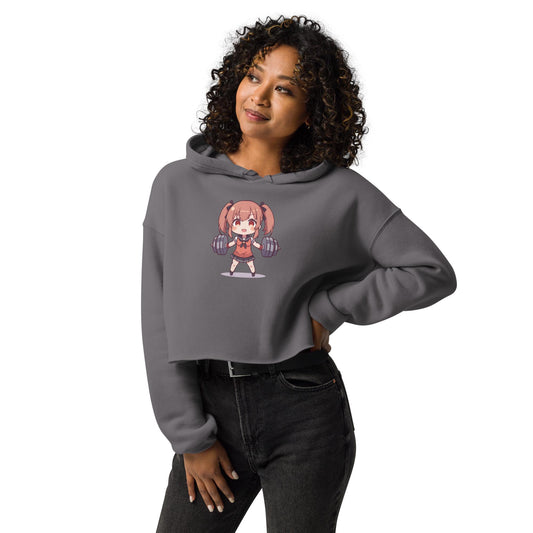 Anime Gym Girl Cropped Hoodie  Kawaii Fitness Hoodie  Cute Workout Crop Top  Weightlifting Hoodie  Womens Streetwear Gift