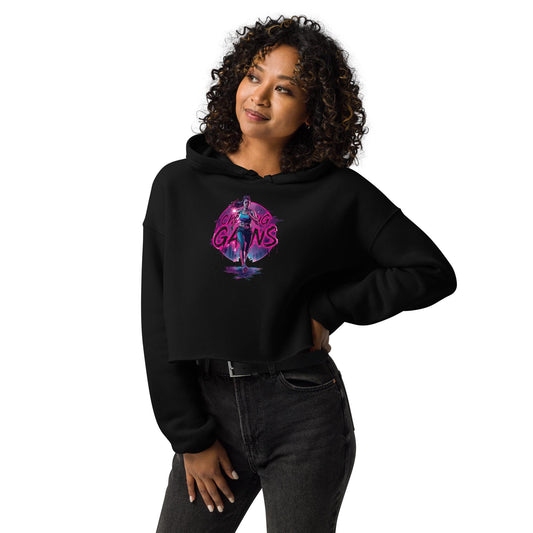 Women's Cropped Hoodie  Gym Gains Sweatshirt | Lift Heavy Fitness Hoodie | Fitgirl Workout Top | Sporty Streetwear