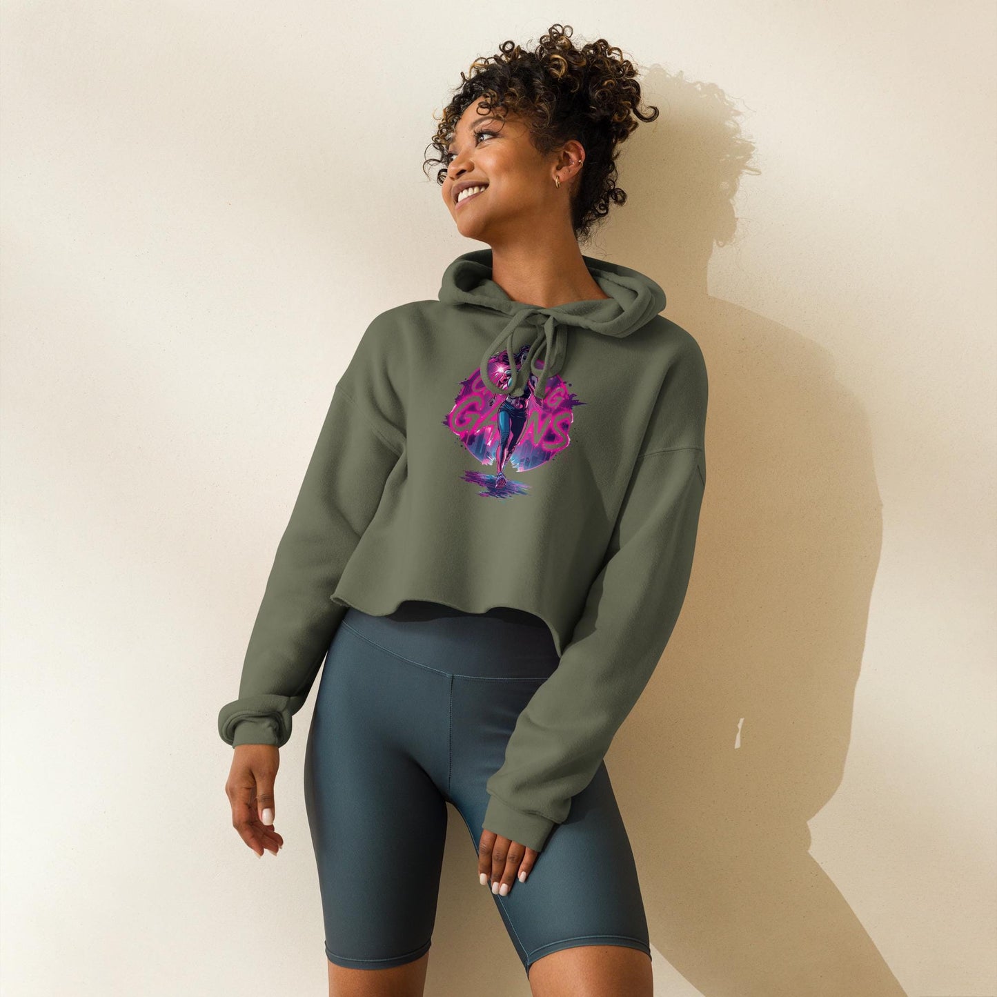 Women's Cropped Hoodie  Gym Gains Sweatshirt | Lift Heavy Fitness Hoodie | Fitgirl Workout Top | Sporty Streetwear