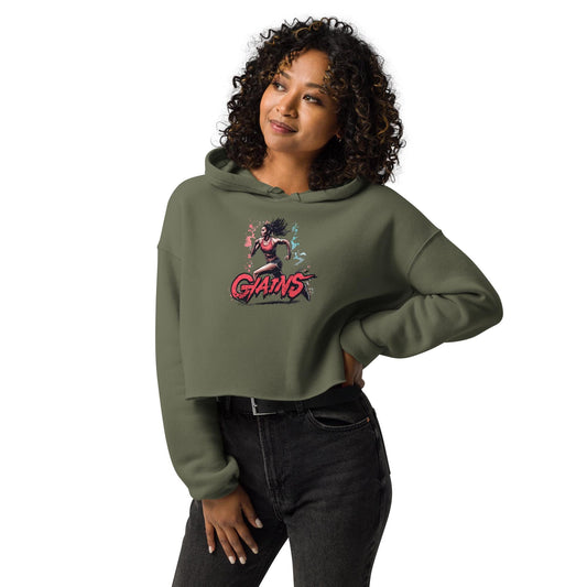 Women Cropped Hoodie  Gym Gains Sweatshirt | Lift Heavy Fitness Hoodie | Fitgirl Workout Top | Sporty Streetwear