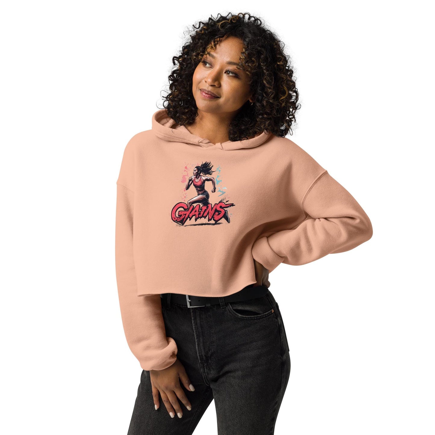 Women Cropped Hoodie  Gym Gains Sweatshirt | Lift Heavy Fitness Hoodie | Fitgirl Workout Top | Sporty Streetwear
