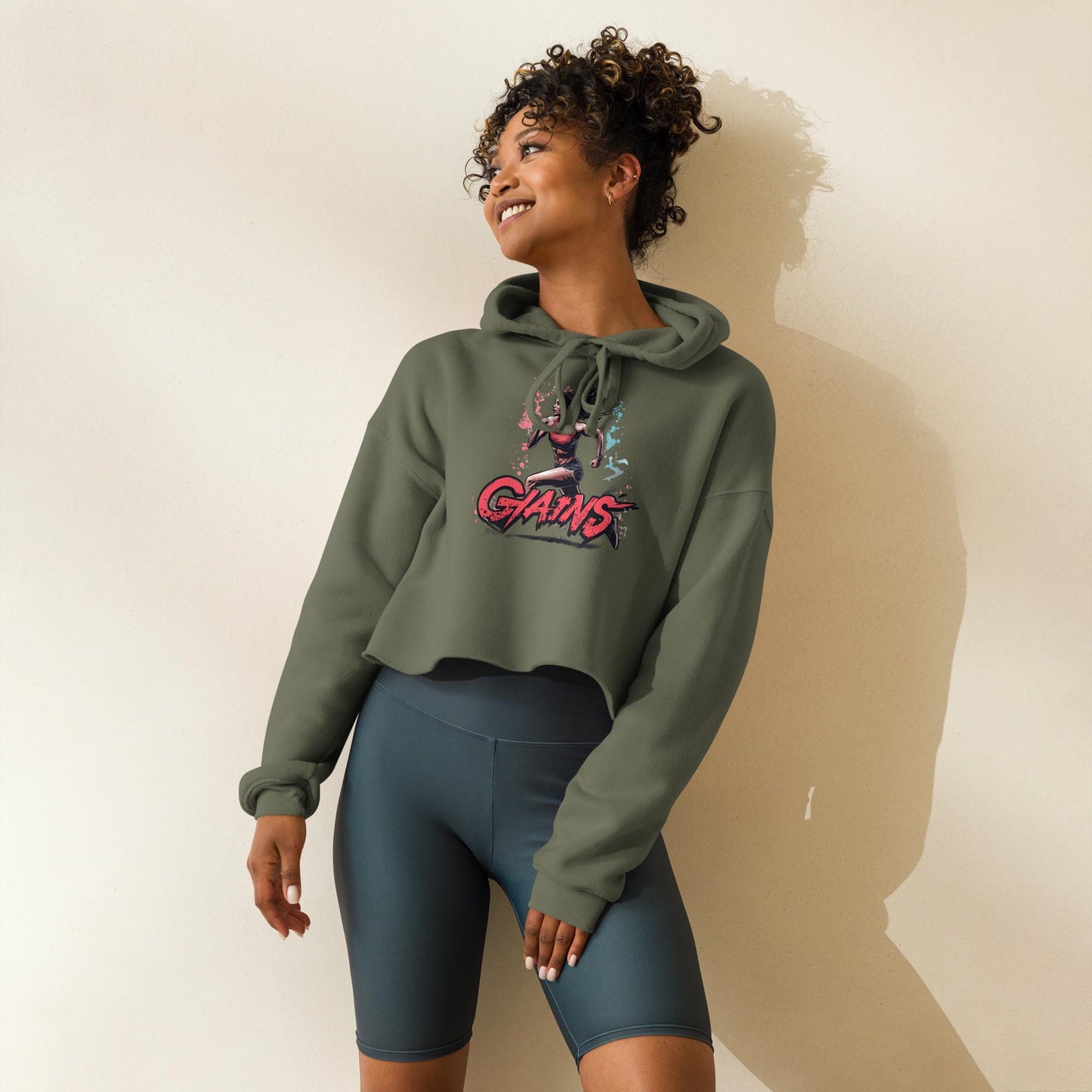 Women Cropped Hoodie  Gym Gains Sweatshirt | Lift Heavy Fitness Hoodie | Fitgirl Workout Top | Sporty Streetwear