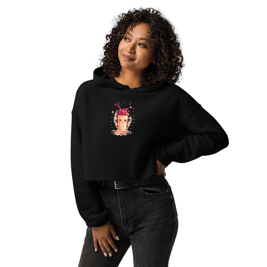 Kawaii Protein Shake Crop Hoodie  Cute Fitness Hoodie | Womens Cropped Sweatshirt for Gym & Lifestyle