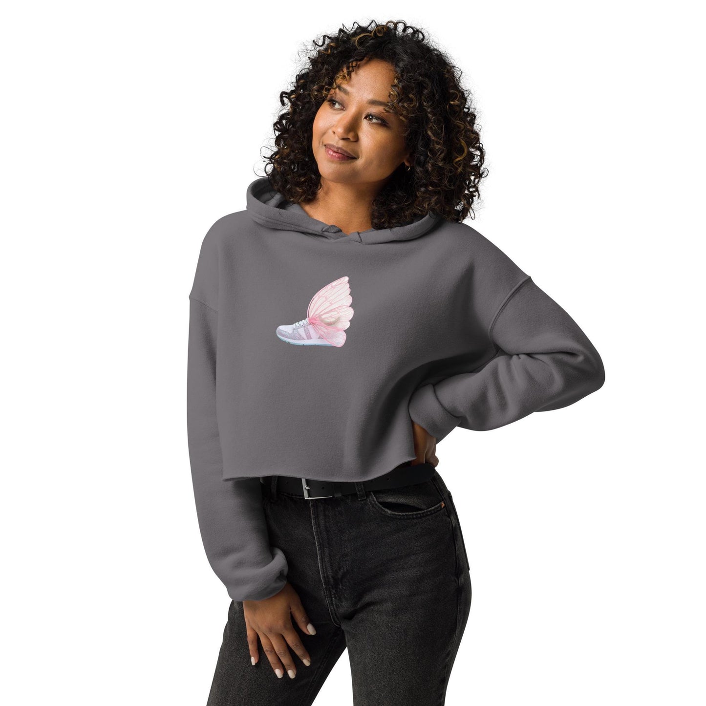 Winged Sneaker Crop Hoodie  Womens Fitness Hoodie | Unique Gym & Streetwear Sweatshirt