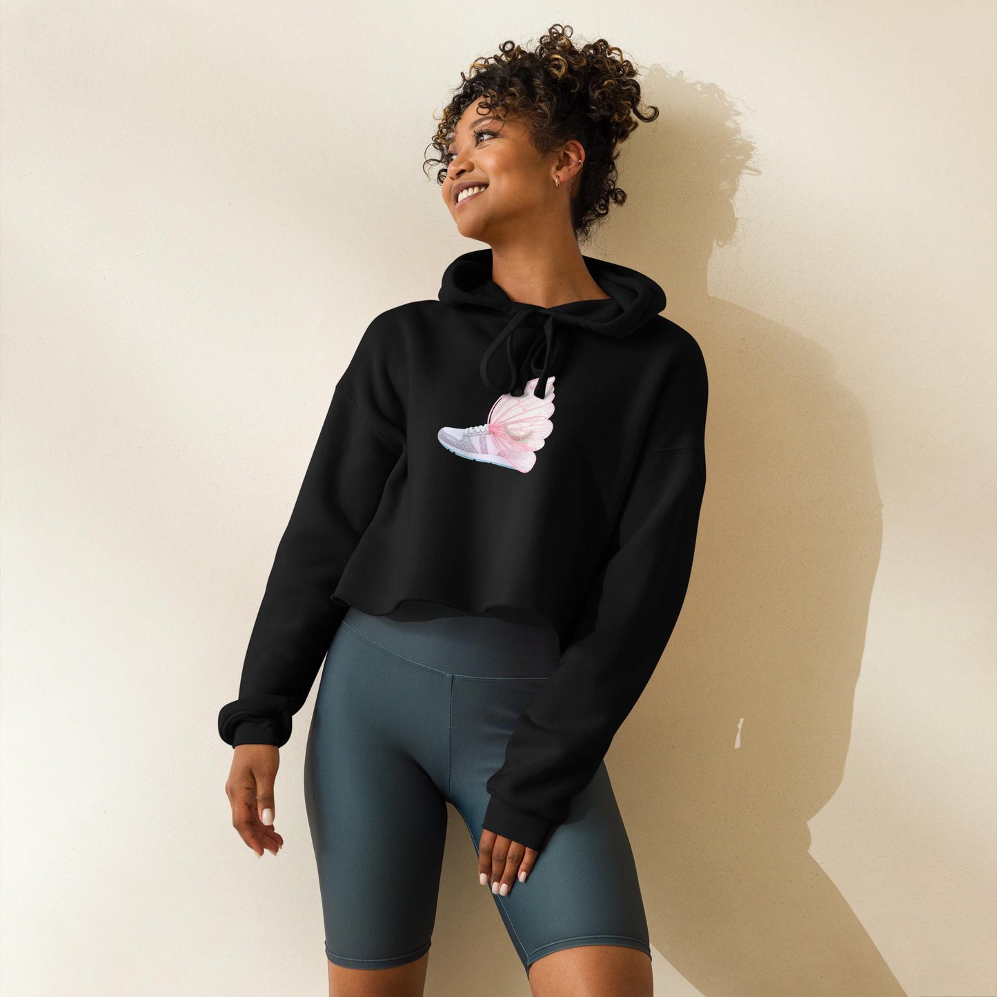 Winged Sneaker Crop Hoodie  Womens Fitness Hoodie | Unique Gym & Streetwear Sweatshirt