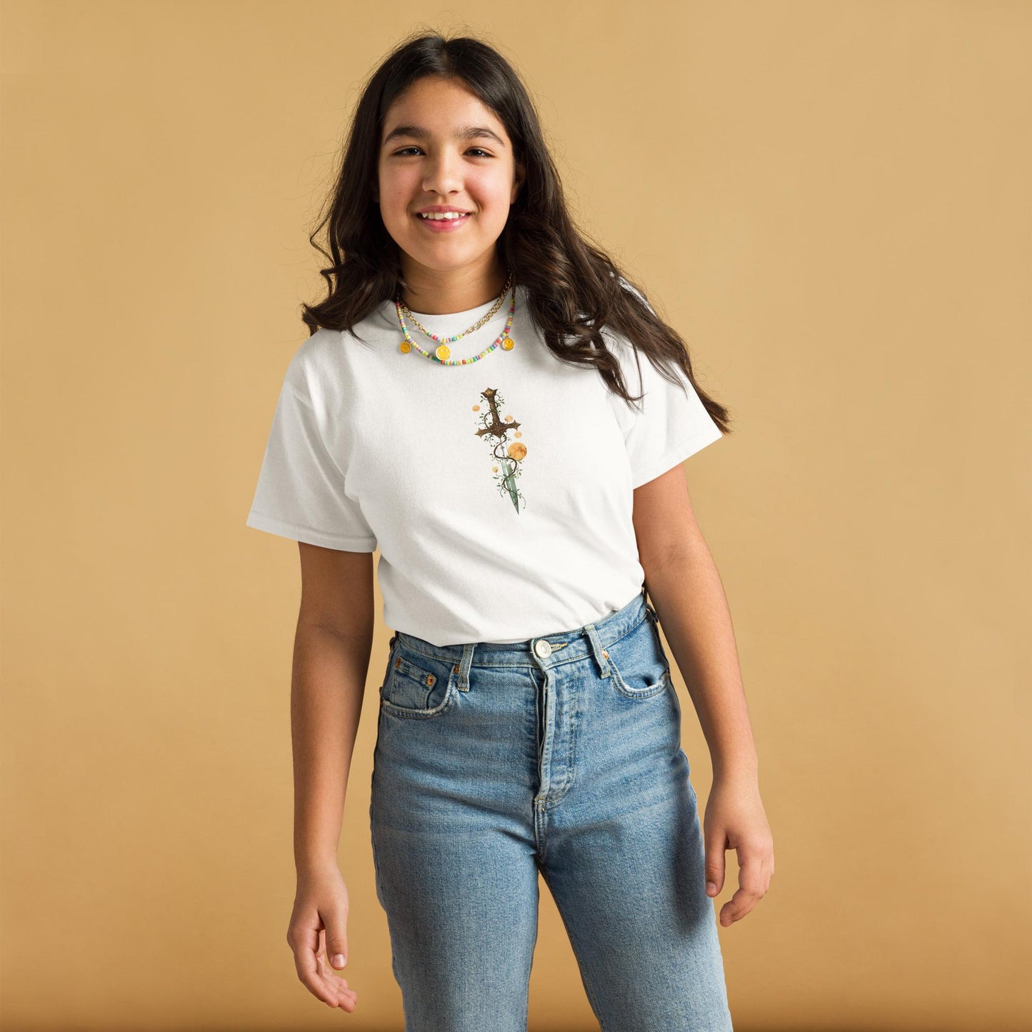Floral Dagger Fairycore T Shirt | Botanical Sword Graphic Tee | Unisex 100 percent Cotton | Black or White | XS to XL
