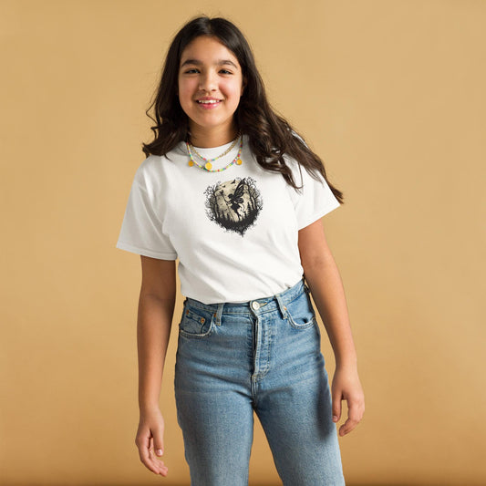 Moonlit Forest Fairy T Shirt | Unisex Cotton Tee | Black or White | XS to XL | Fairycore Gothic Aesthetic | Soft 100 percent Cotton