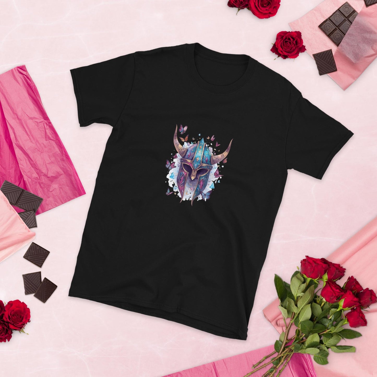 Fairy Viking Helmet T Shirt | Unisex 100 percent Cotton | Black or White | XS to XL | Butterfly Crystal Norse Aesthetic Tee