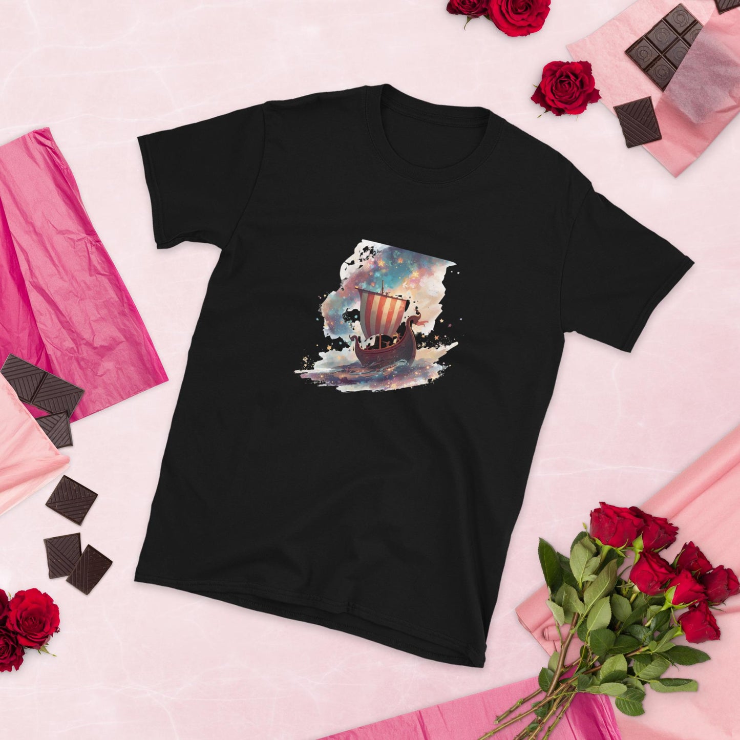 Fairy Viking Longship T Shirt | Unisex | Black or White | Celestial Norse Boat Graphic | Fantasy Aesthetic Top
