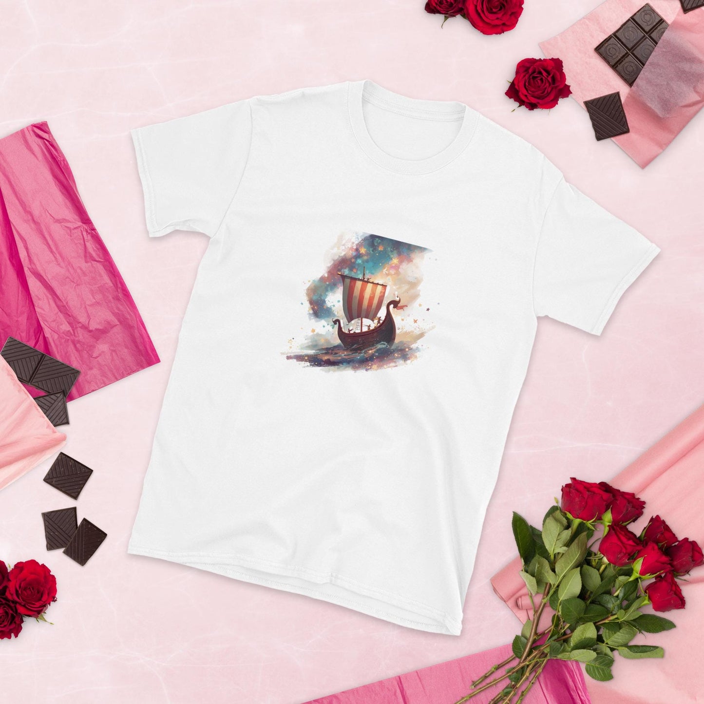 Fairy Viking Longship T Shirt | Unisex | Black or White | Celestial Norse Boat Graphic | Fantasy Aesthetic Top
