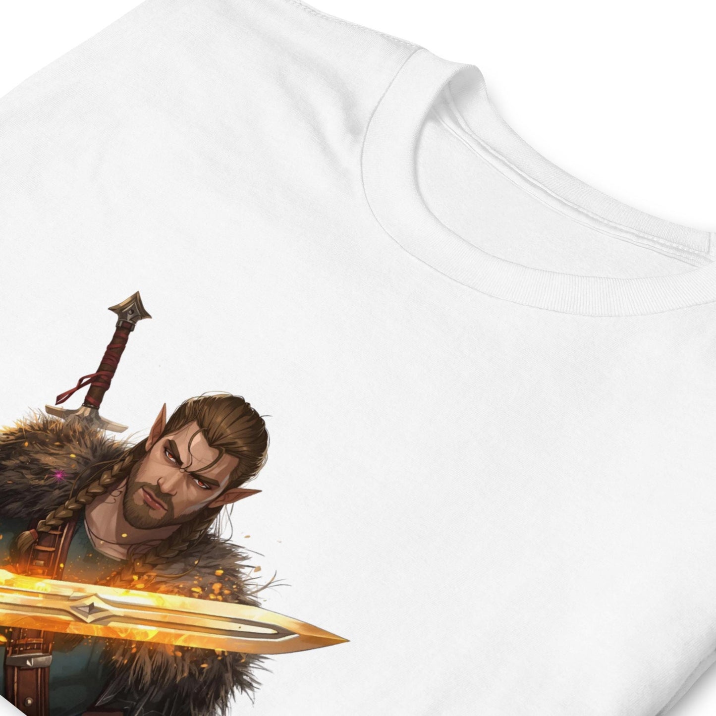 Fairy Viking Warrior T-Shirt | Golden Sword Graphic | Norse Fantasy | White
