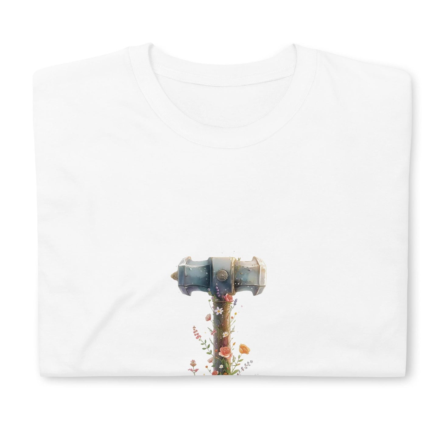 Fairy Viking Floral Hammer T Shirt | White Only | Fantasy Mjolnir Graphic | Unisex Tee