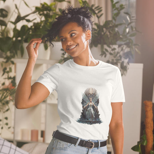 Fairy Queen Crystal Throne T-Shirt | Fantasy Royal Graphic | White