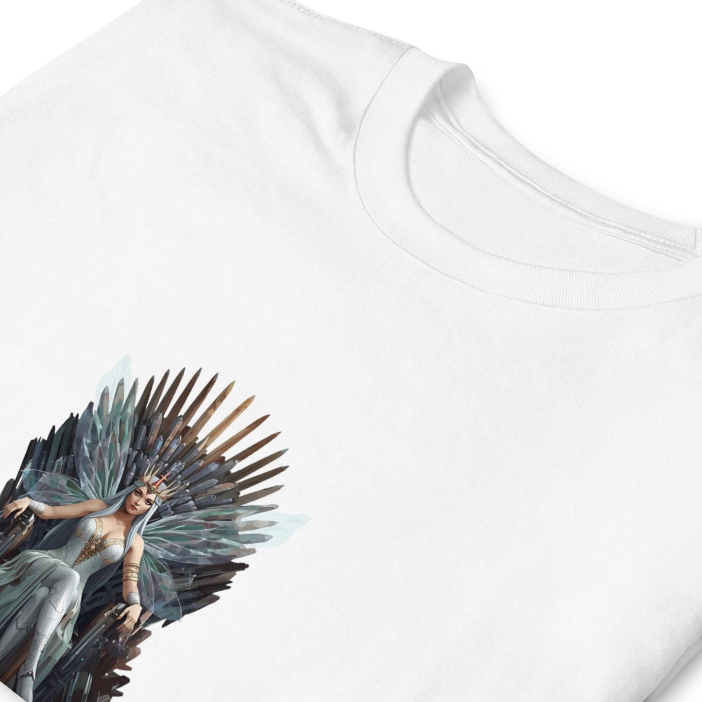 Fairy Queen Crystal Throne T-Shirt | Fantasy Royal Graphic | White