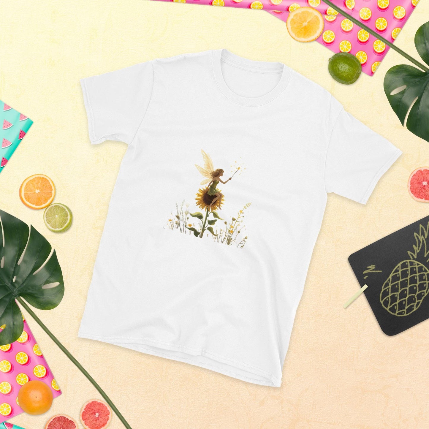 Sunflower Fairy T-Shirt | Floral Fairycore Graphic | White | Unisex Tee