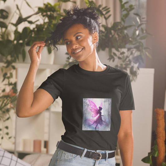 Mystic Purple Fairy Silhouette T Shirt | Watercolor Wings Graphic | Fairycore Aesthetic | Black or White