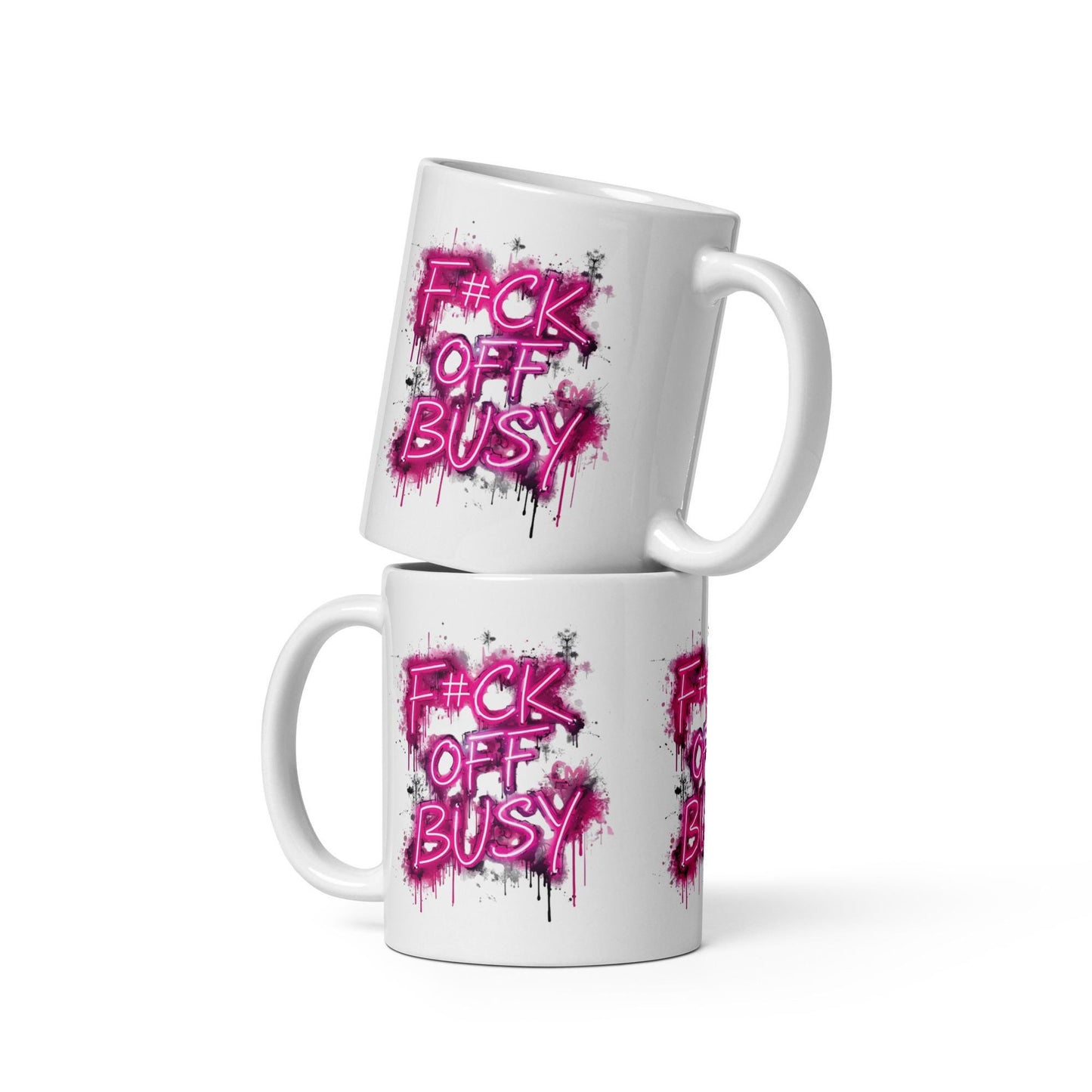 F*ck Off Busy Mug | Pink Graffiti Coffee Cup | Dishwasher & Microwave Safe