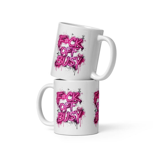 F*ck Off Busy Mug | Pink Graffiti Coffee Cup | Dishwasher & Microwave Safe