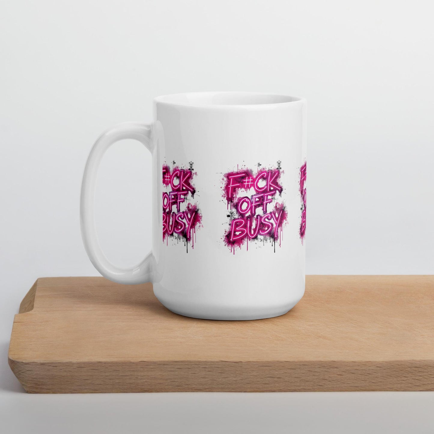 F*ck Off Busy Mug | Pink Graffiti Coffee Cup | Dishwasher & Microwave Safe