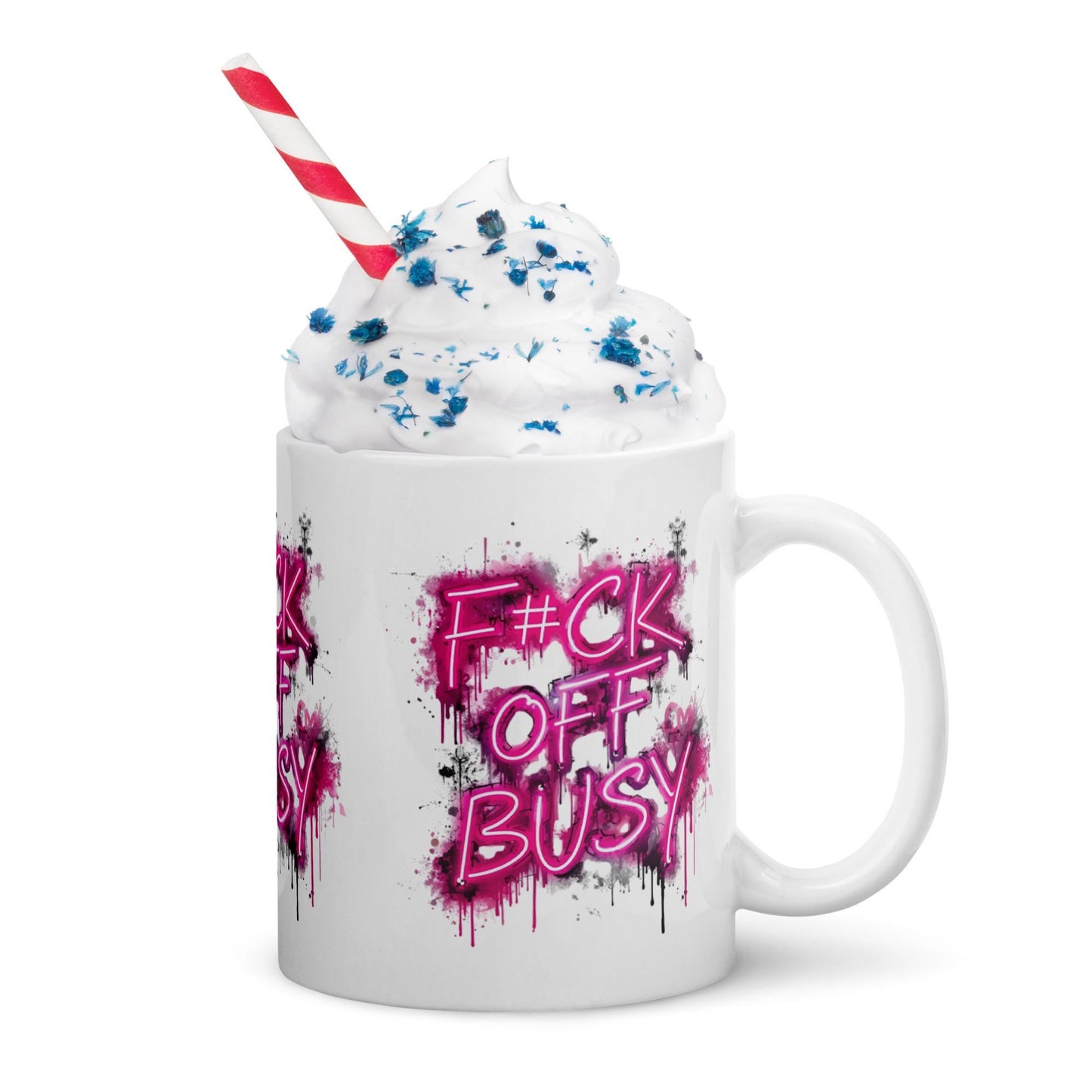 F*ck Off Busy Mug | Pink Graffiti Coffee Cup | Dishwasher & Microwave Safe