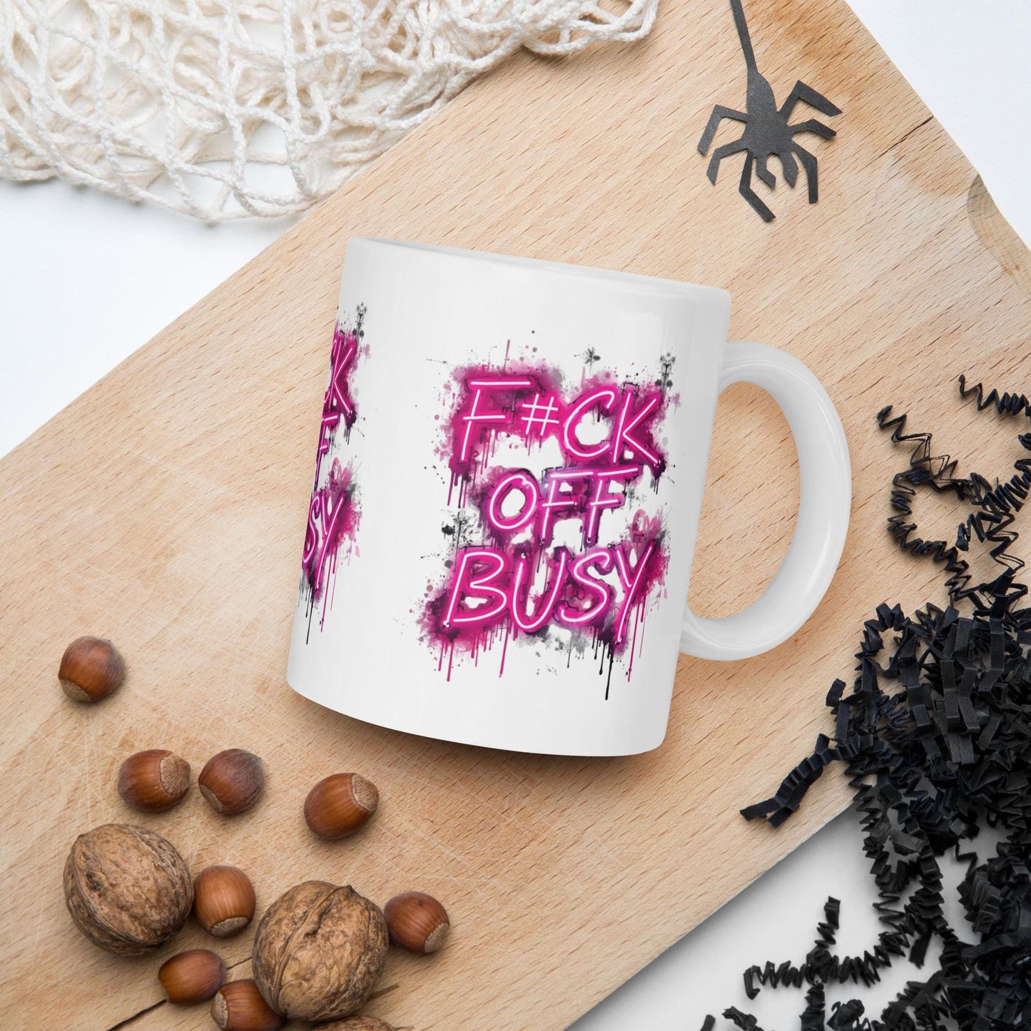 F*ck Off Busy Mug | Pink Graffiti Coffee Cup | Dishwasher & Microwave Safe