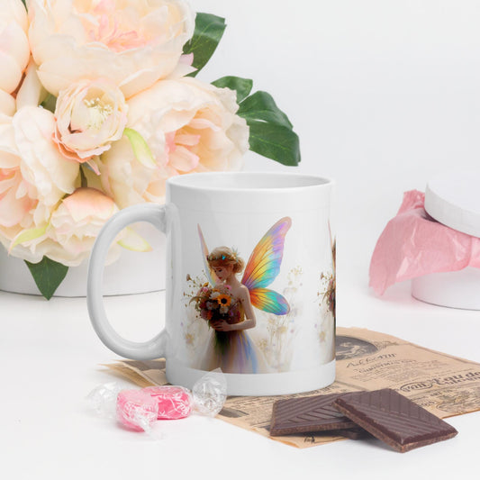 Bouquet Fairy Mug | Rainbow Wings Floral Cup | Dishwasher & Microwave Safe