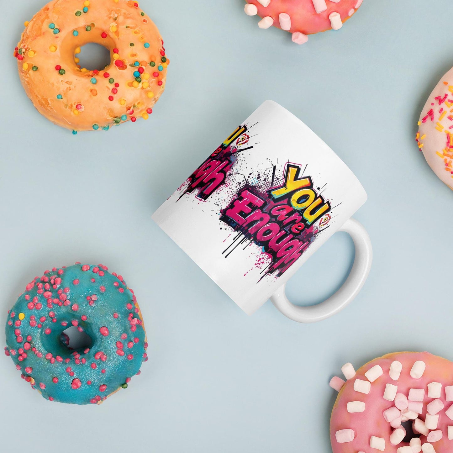 You Are Enough Mug | Pink Graffiti Motivational Cup | Dishwasher & Microwave Safe