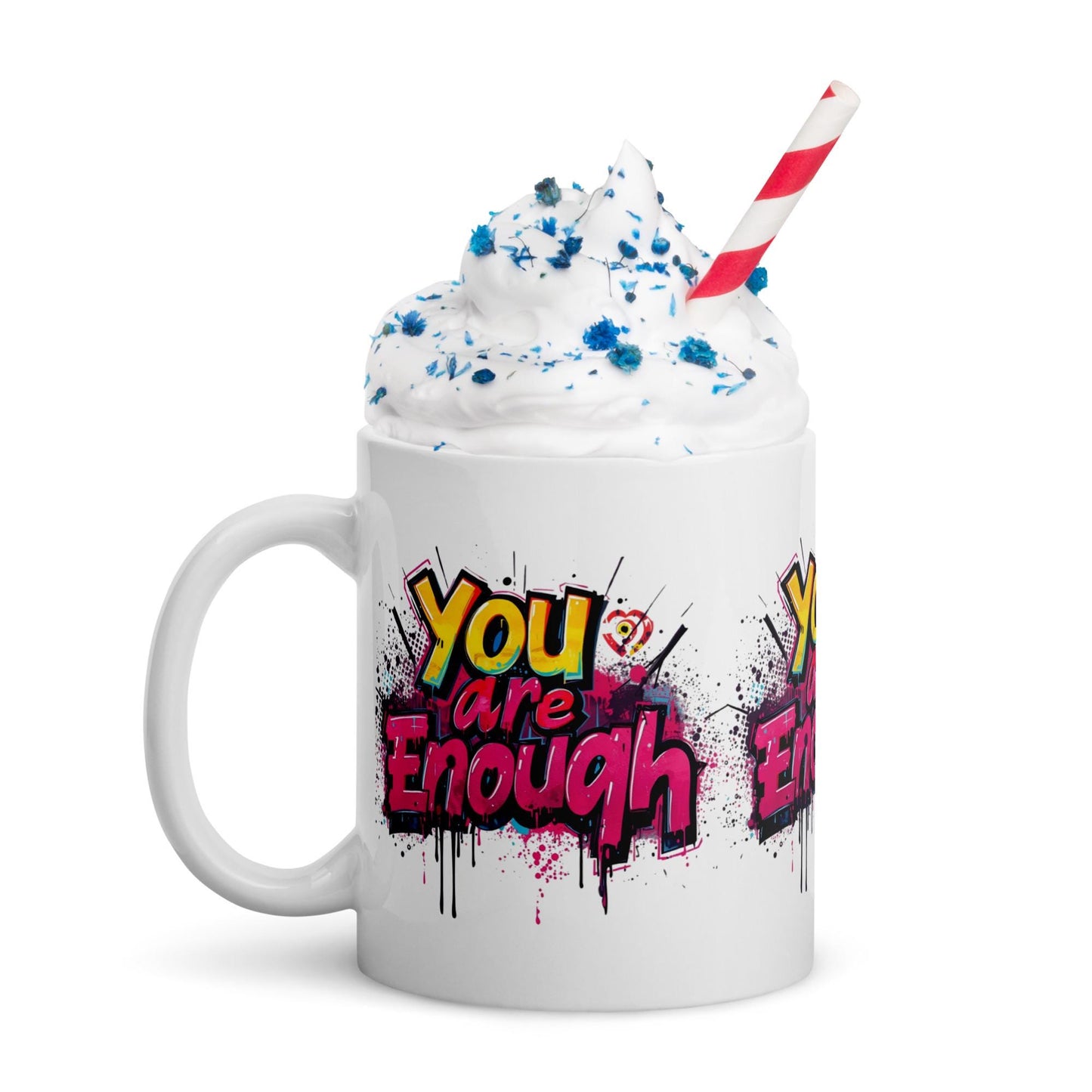 You Are Enough Mug | Pink Graffiti Motivational Cup | Dishwasher & Microwave Safe