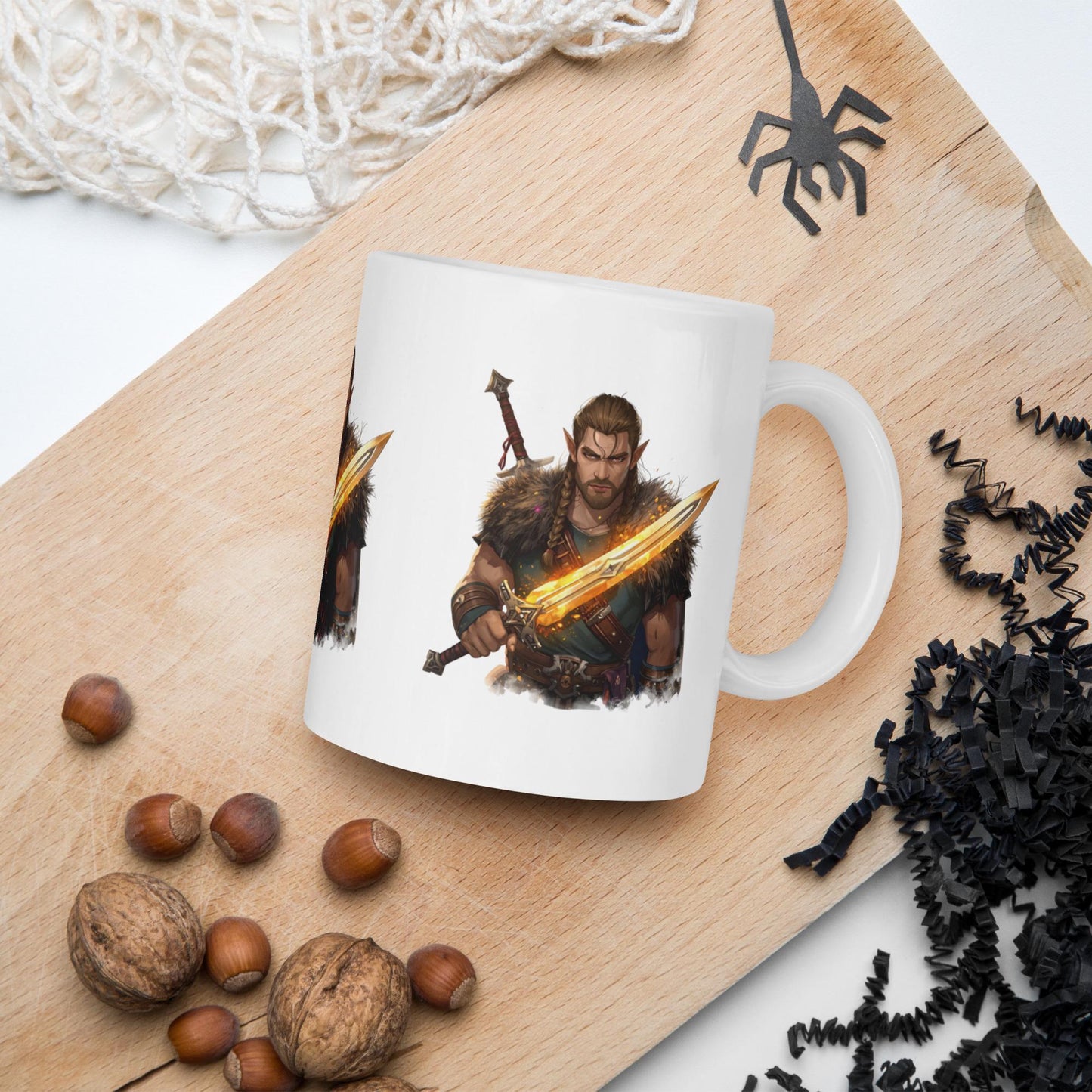 Fairy Viking Warrior Mug | Golden Sword Norse Fantasy Cup | Dishwasher & Microwave Safe