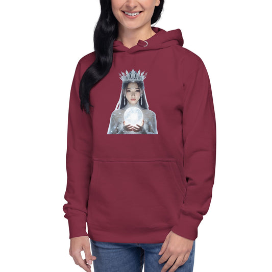 Fantasy Christmas Winter Queen Hoodie | Unisex Holiday Sweatshirt | Crystal Orb Graphic
