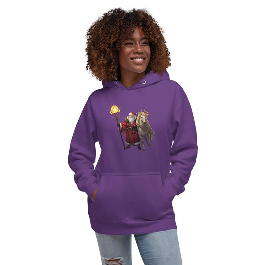 Fantasy Christmas Santa & Reindeer Hoodie | Unisex Cozy Holiday Sweatshirt