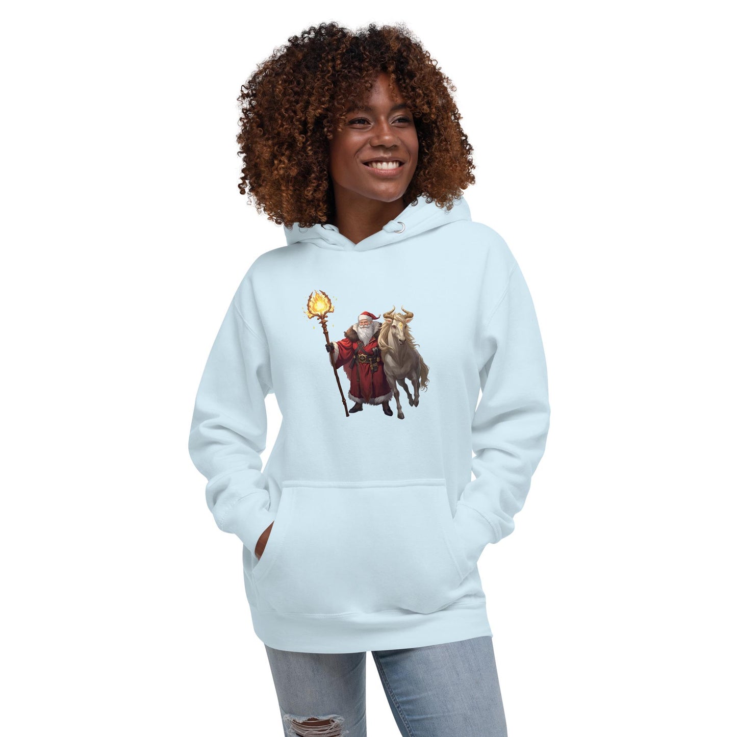 Fantasy Christmas Santa & Reindeer Hoodie | Unisex Cozy Holiday Sweatshirt