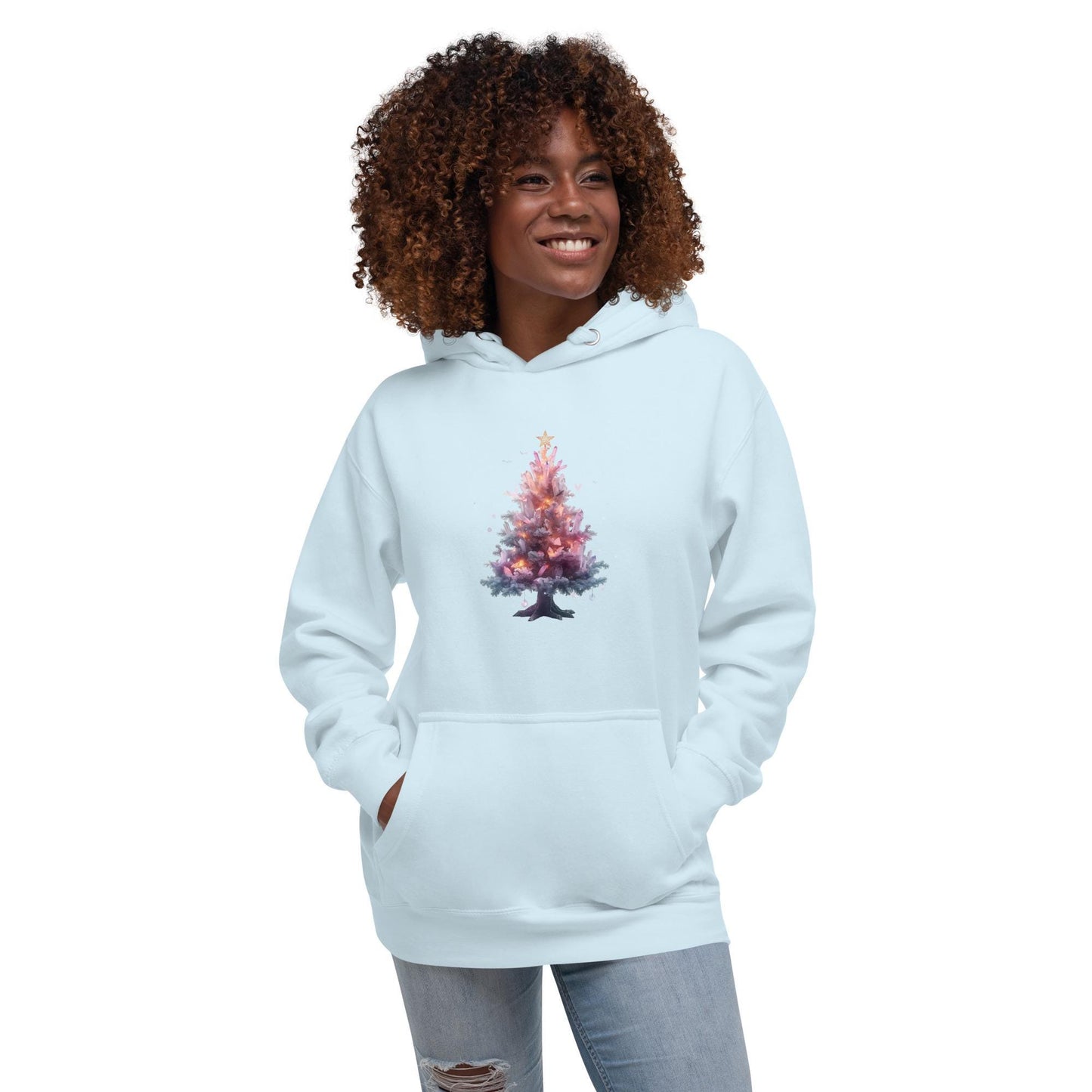 Watercolor Christmas Tree Hoodie | Fantasy Holiday | Unisex Cozy Sweatshirt