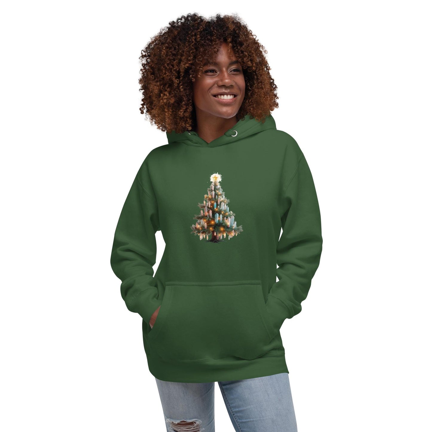 Crystal Christmas Tree Hoodie | Fantasy Holiday | Unisex Cozy Winter Sweatshirt