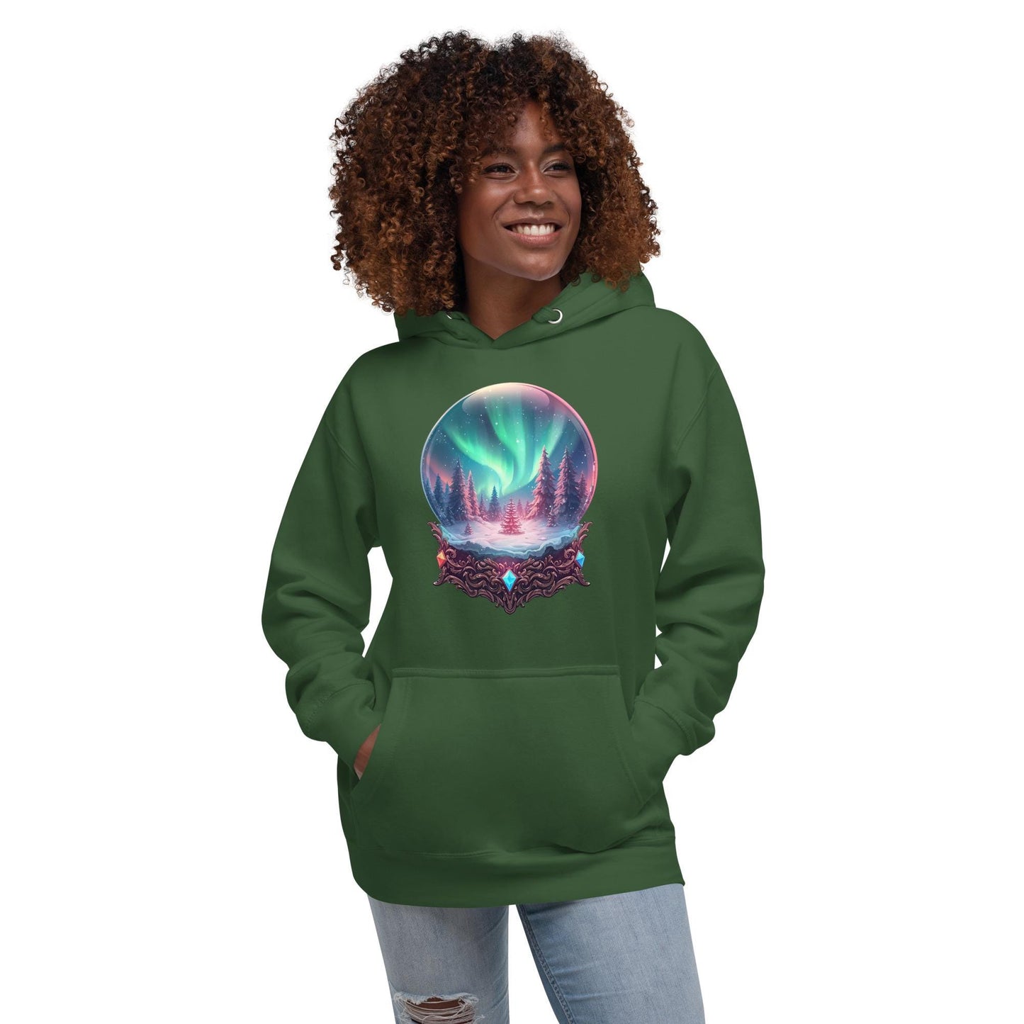 Aurora Winter Forest Hoodie | Fantasy Christmas Northern Lights | Unisex Cozy Sweatshirt