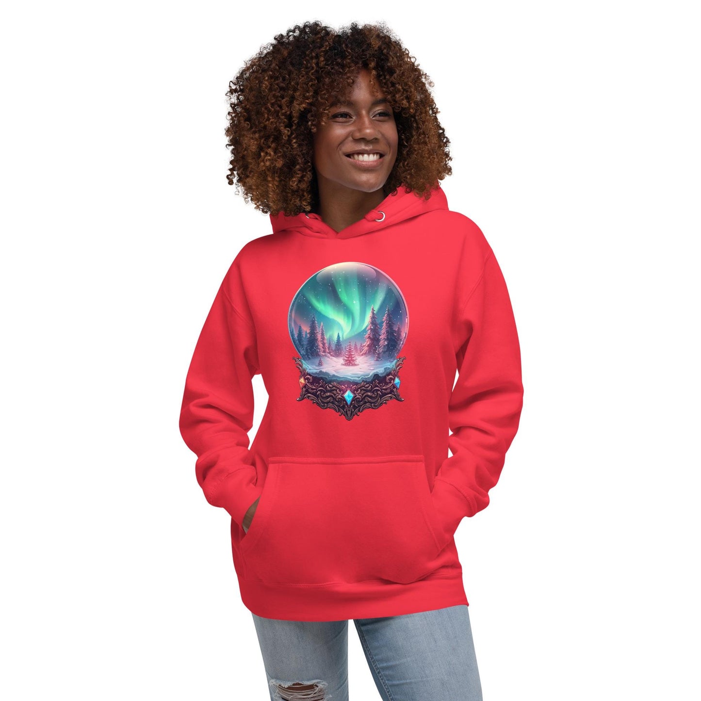 Aurora Winter Forest Hoodie | Fantasy Christmas Northern Lights | Unisex Cozy Sweatshirt