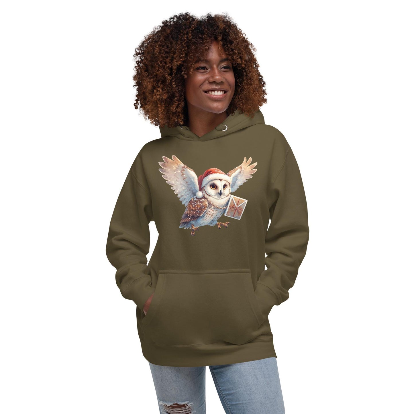 Holiday Owl Post Hoodie | Fantasy Christmas Barn Owl | Unisex Cozy Sweatshirt