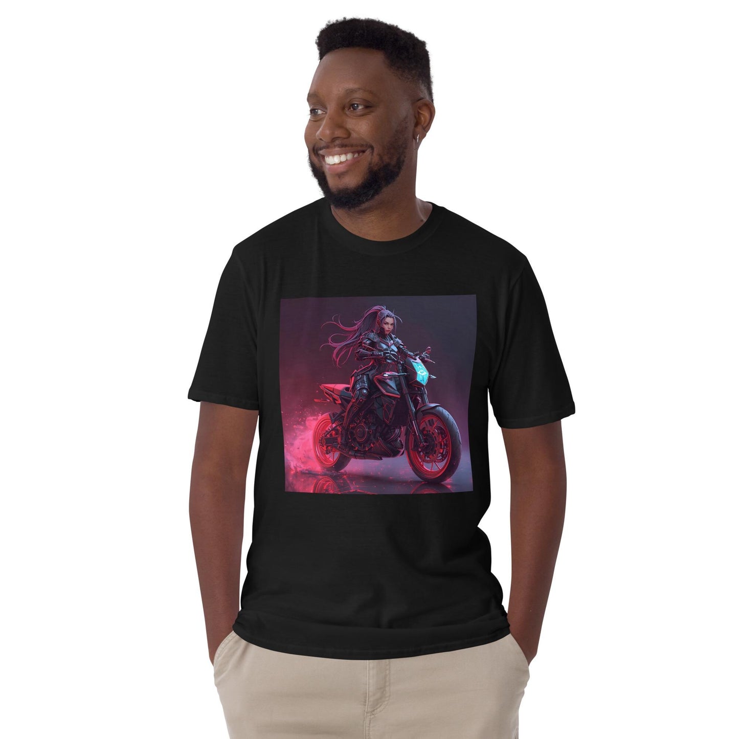 Neon Sorceress Rider T-Shirt | Fantasy Moto Graphic Tee | Unisex Streetwear | Black or White