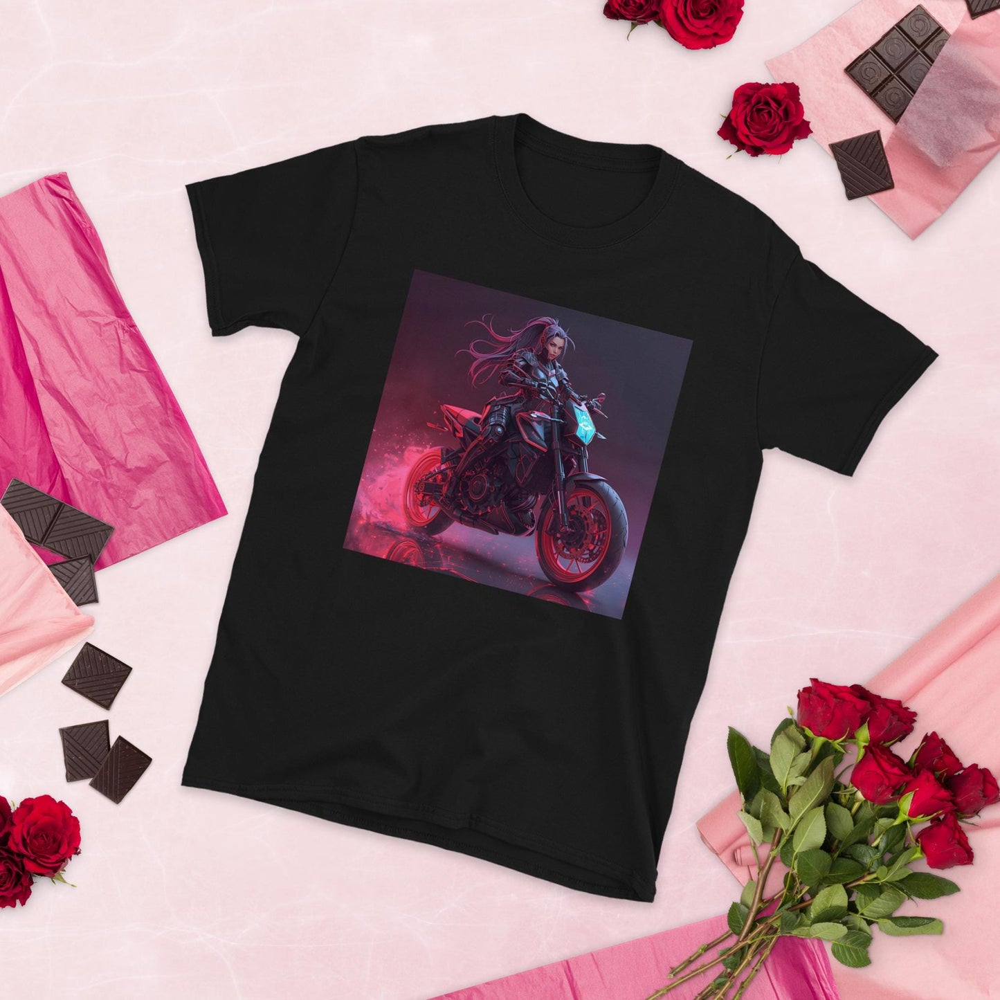 Neon Sorceress Rider T-Shirt | Fantasy Moto Graphic Tee | Unisex Streetwear | Black or White