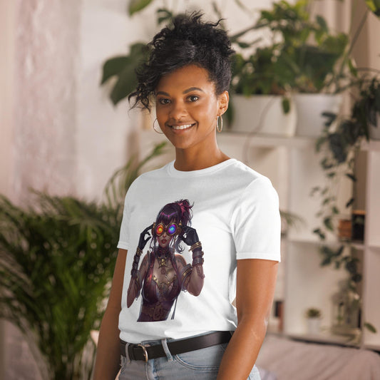 Steampunk Fairy Neon Goggles T Shirt | Cyberpunk Gear Corset Graphic Tee | Fantasy Streetwear Top